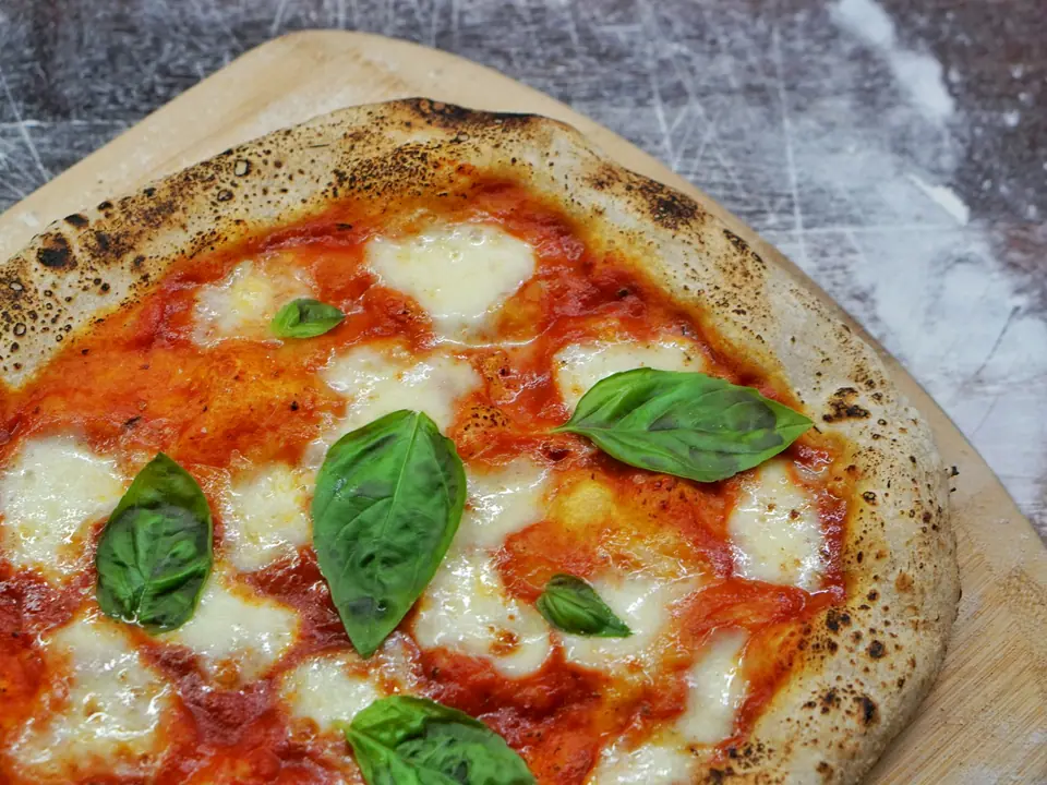 Margherita pizza with fresh basil