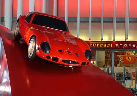 Classic red Ferrari on display at Ferrari World