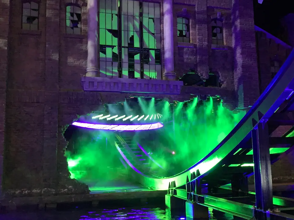Neon-lit ride at Warner Bros. World Abu Dhabi